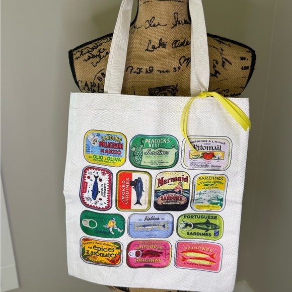 Colorful Tote Bag with Sardine Can Print - Picture 1 of 5